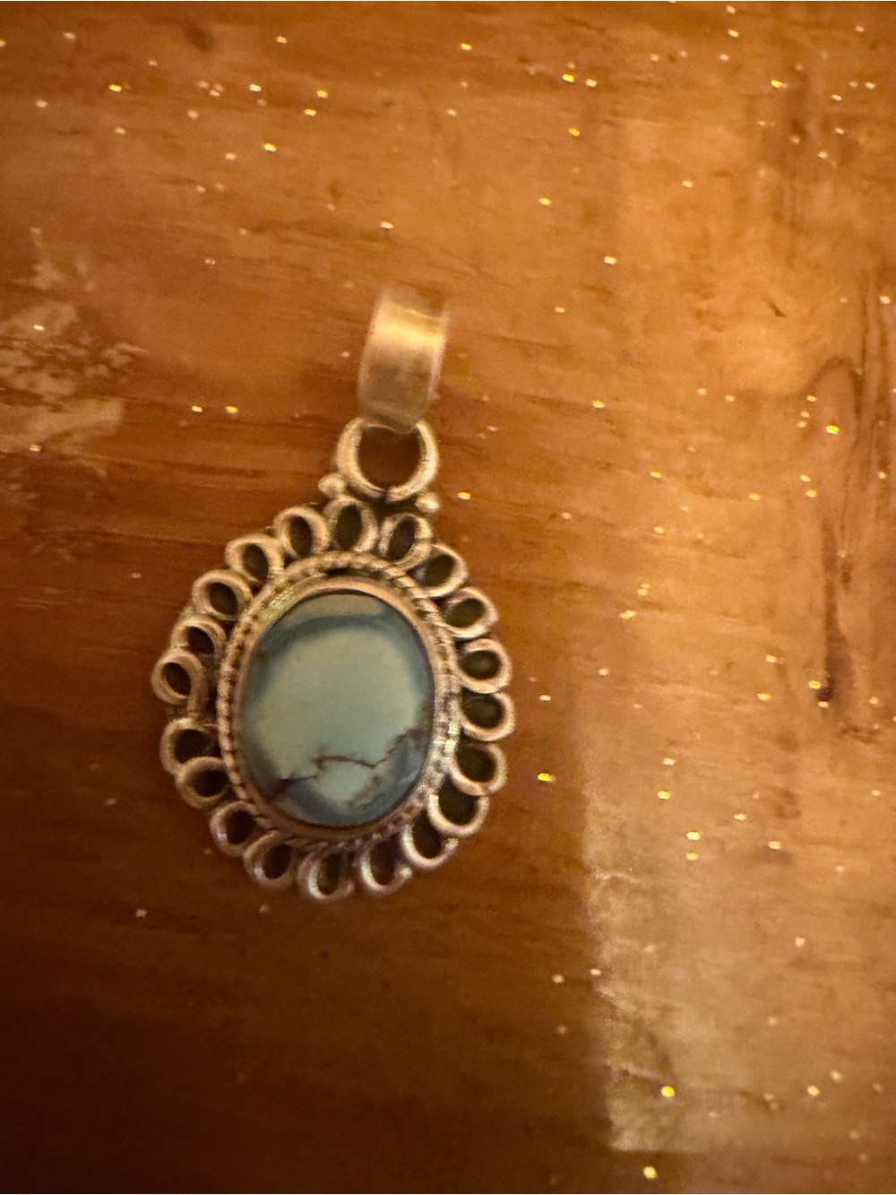 Turquoise Stone Sterling Silver-Frame Pendant